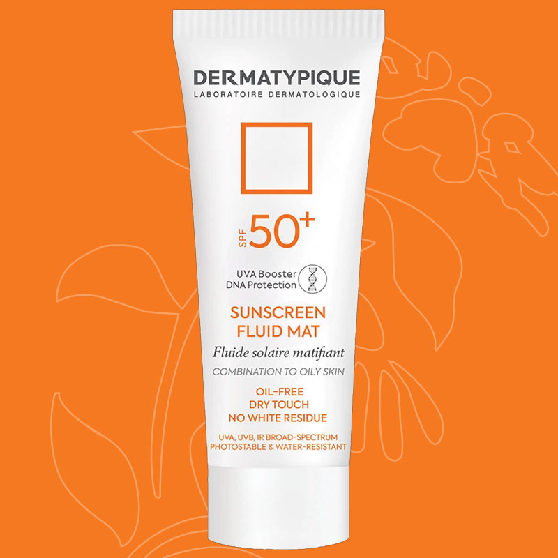 کرم ضد آفتاب درماتیپیک مدل Fluid Mat SPF50+ در بسته‌بندی اصلی