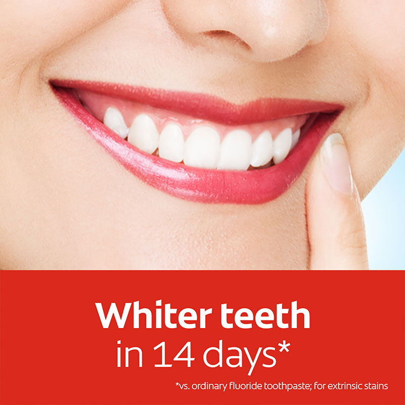 نتیجه استفاده از خمیر دندان کلگیت قرمز Optic White Lasting White بر دندان‌های سفید و درخشان