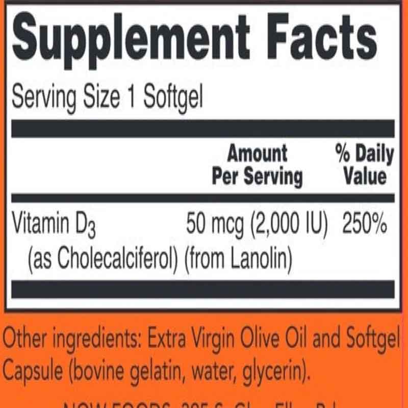 قیمت ویتامین d3 NOW Vitamin D3 2000 IU