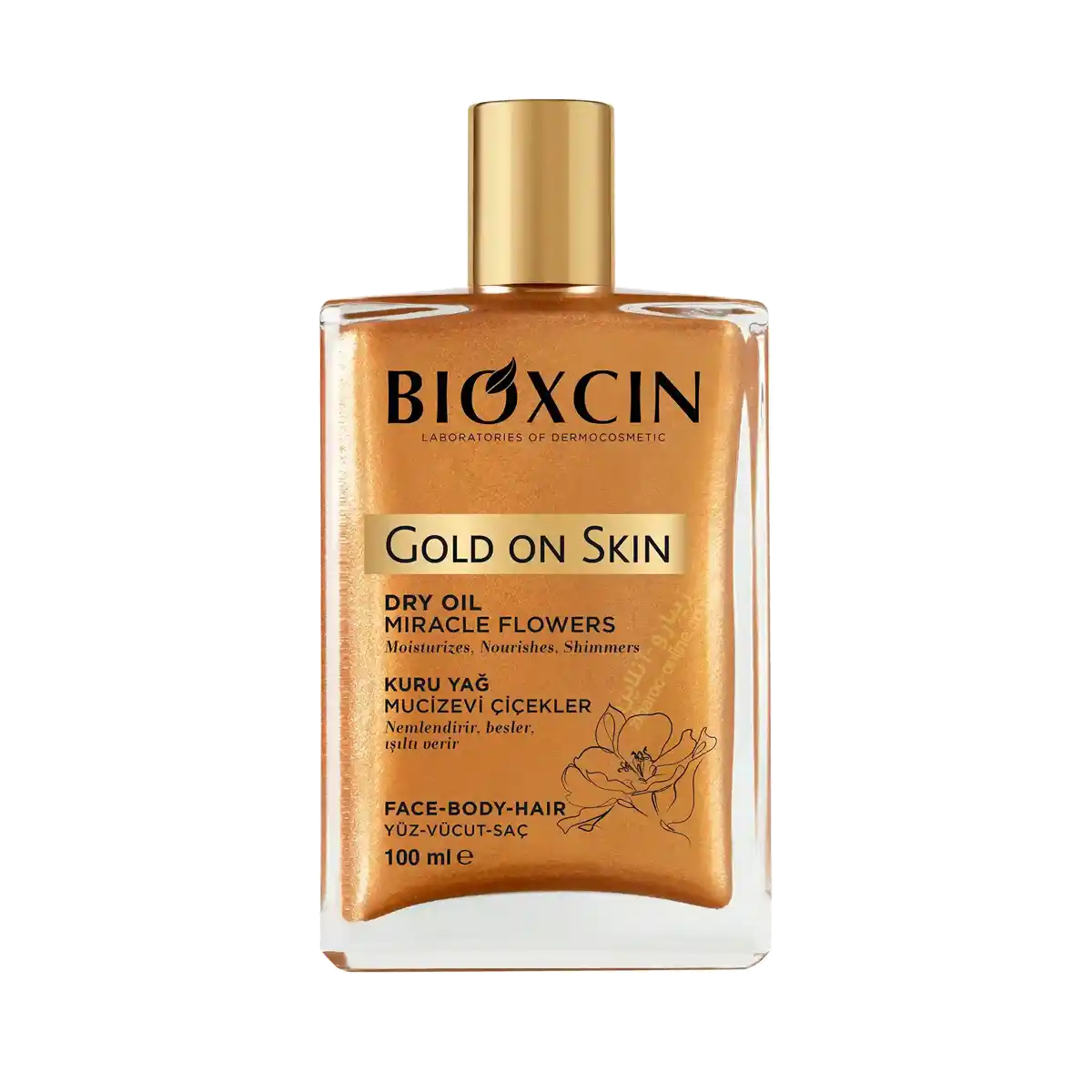 روغن بدن شاین دار بیوکسین Gold On Skin Miracle Flowers روغن بدن شاین دار BIOXCIN Gold On Skin Dry Oil Miracle Flowers با جلوه درخشان و ترکیبات گیاهی