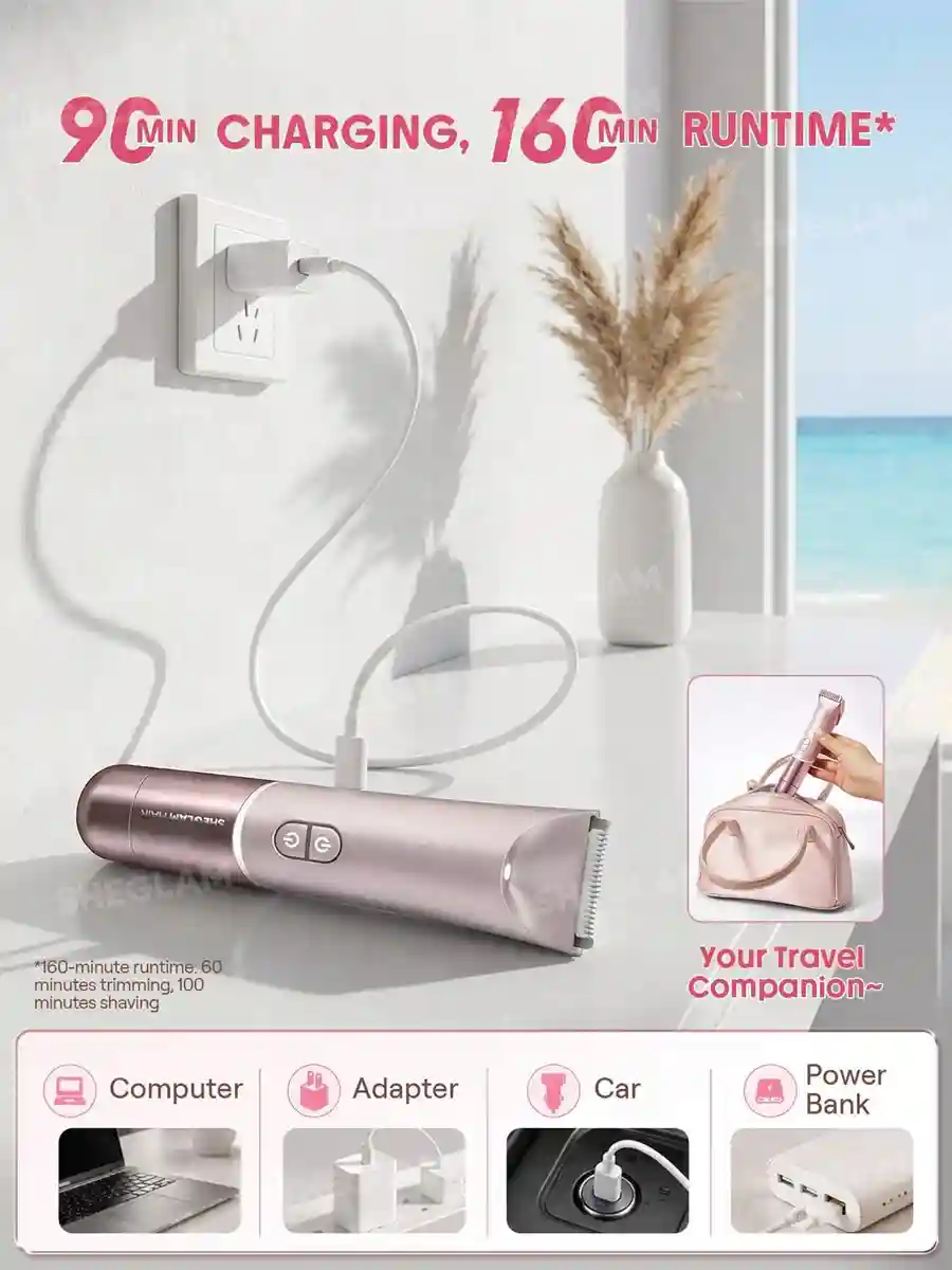 شیور شیگلم با شارژ USB Type-C، شارژدهی طولانی و مناسب قرار دادن در کیف آرایشی و سفر