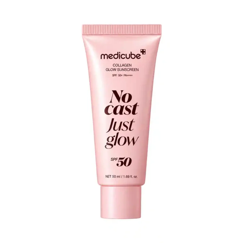 کرم ضد آفتاب مدیکیوب کلاژن SPF50 بدون رد سفیدی و با جلوه درخشان